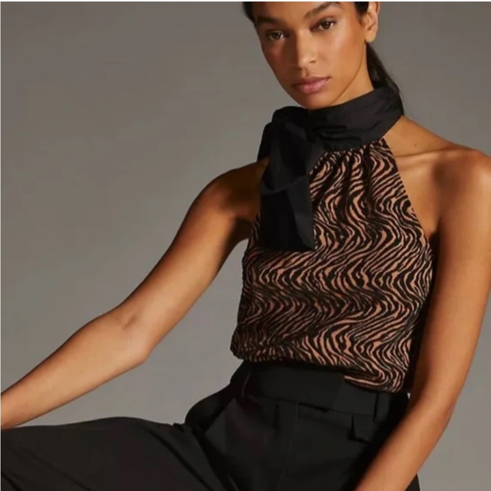 Anthropologie Sunday In Brooklyn Jacquard halter top brown